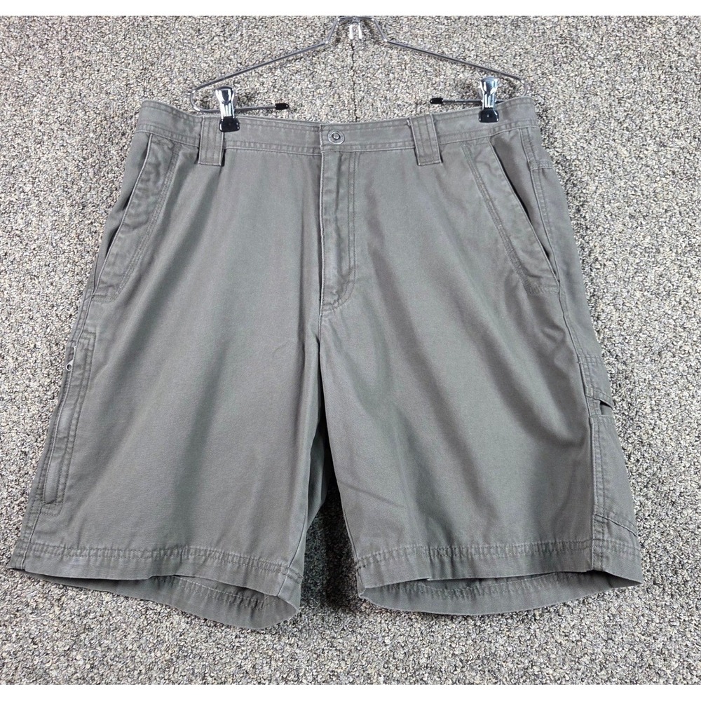 Columbia Outdoor Shorts Mens 36 Grey‎ Green Cotton Canvas Gorpcore Hiking 0381